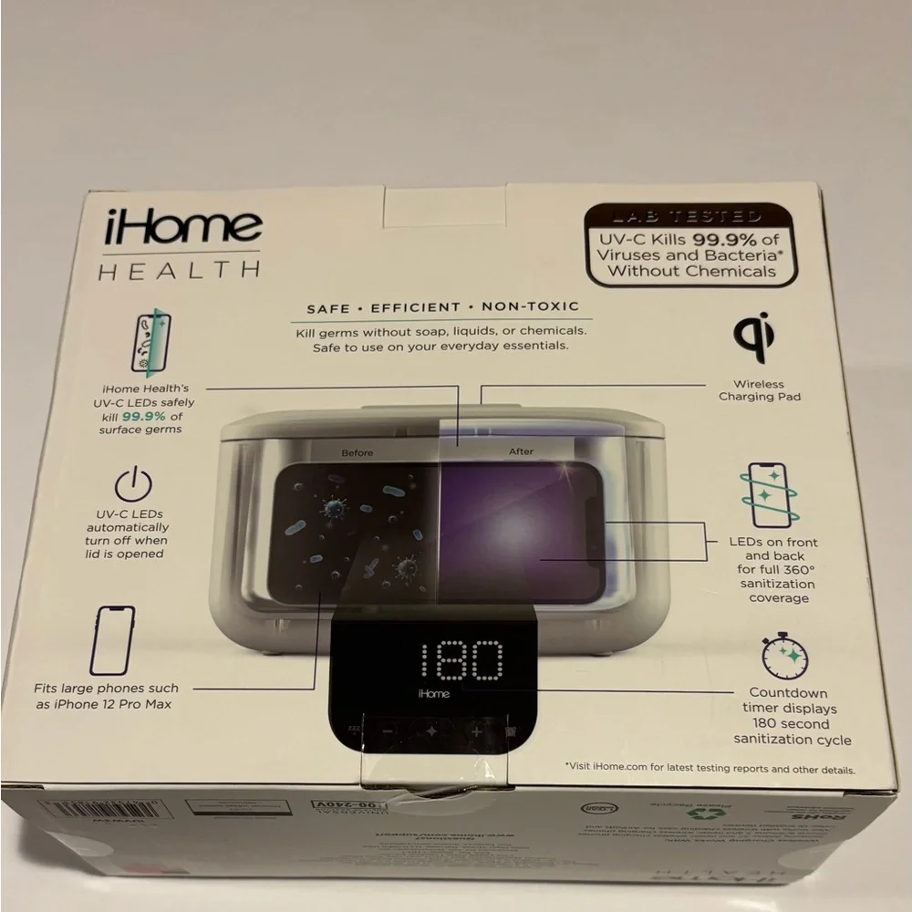 iHome Health Power UVC Ultra 360 UV-C Sanitizer with wireless Charging